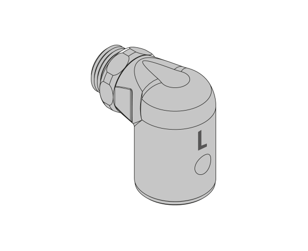 L- ROBINET DIN 3383-4 LABORATOIRE AVEC COMMANDE  PAR POIGNÉE SUR LE TUYAU FLEXIBLE ROBINET À  90°  DE LABORATOIRE DIN 3383-4 Pour tuyaux flexibles DIN 30664-T4