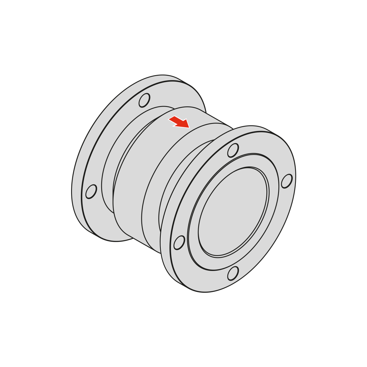 THERMALLY ACTIVATED SAFETY DEVICE FOR GAS SYSTEMS FIREBAG®FITTING FLANGED VERSION DIN EN 1092-1