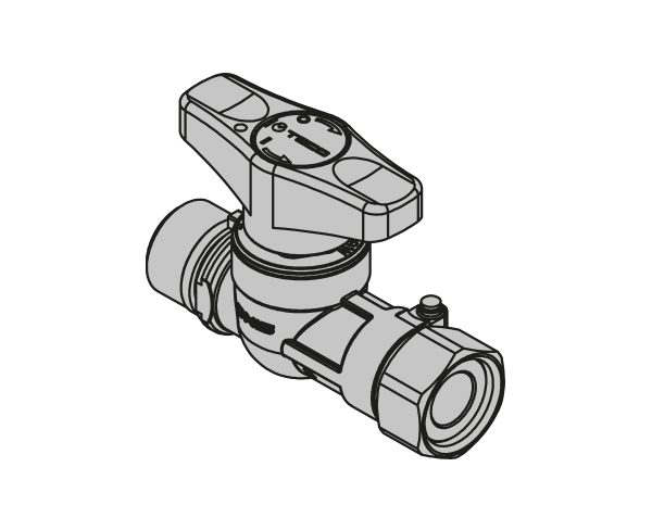 TOP ENTRY VALVE FOR METERING SYSTEMS - STRAIGHT VALVE WITH EXTENDER – MX THREADED (ISO 228) / SWIVEL NUT VERSION 2