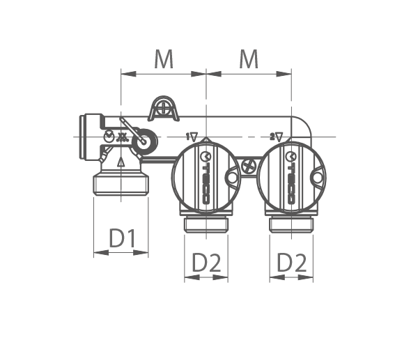 VERTEILER - GASVERTEILER MEHRFACHABSPERRUNG ZWEI WEGE 2