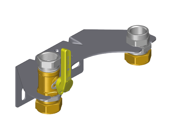 Installation kit for padlockable dual-pipe gas meter KM3 Valve and fitting kit, threaded version, for dual-pipe gas meter