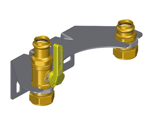 Installation kit for padlockable dual-pipe gas meter KM3 G-Press® valve and crimp fitting kit for dual-pipe gas meter