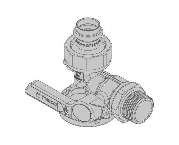 RIGHT-ANGLE VALVE FOR SINGLE-PIPE GAS METERS 90° VALVE INLET: R1
